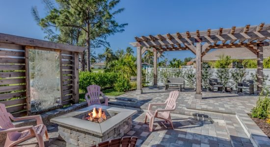 The image shows a welcoming patio by Northern Colorado Pools, showing off their quality work and friendly, skilled service.